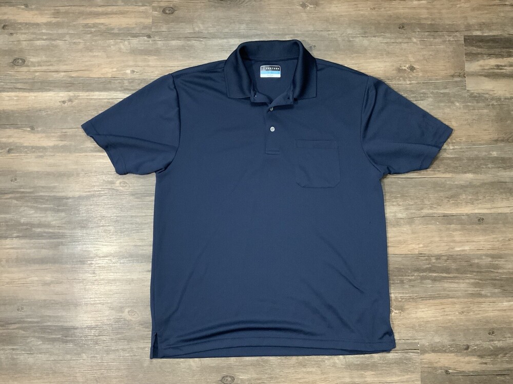 PGA Tour Polo Shirt Adult Large Blue Golfing Lightweight Rugby Mens Golf